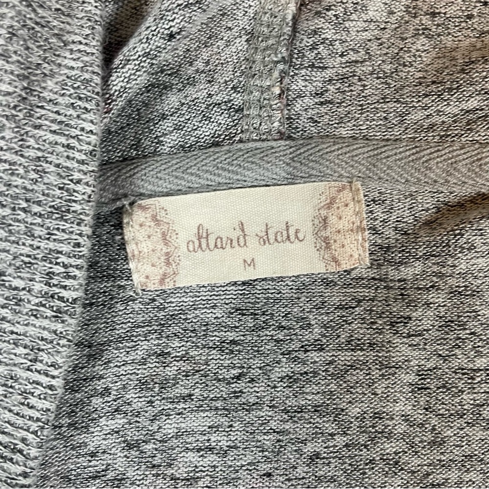 Altar'd State Womens Open Front Floral Hooded Cardigan Gray Medium Cottagecore - Picture 3 of 12